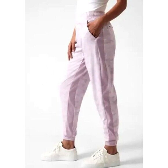 ATHLETA Brooklyn Camo Lined Jogger Purple Sz Large Pull On Pants - Picture 5 of 14
